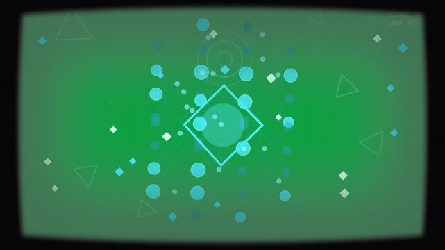 Cyan dot appearing, logo forming pulsing columns growing rings appearing to reveal HUD transparent