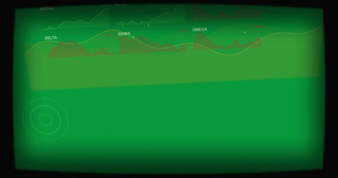 Animated HUD forming from dark, rings expanding starting gold wave, showing trends, transparent