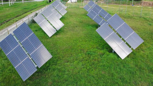 Group of Modern Solar Panels oriented to the sun