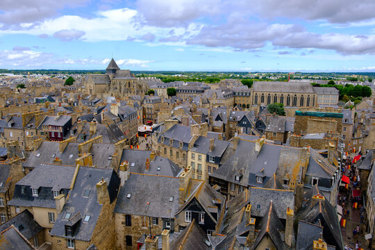 View from the Clock tower on the city of Dinan in Brittany, France, C&ocirc;tes-d'Armor