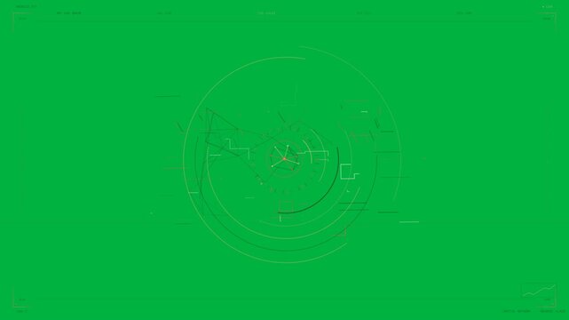 Central reticle appearing, HUD interface running ringed scan for UI designers transparent canvas