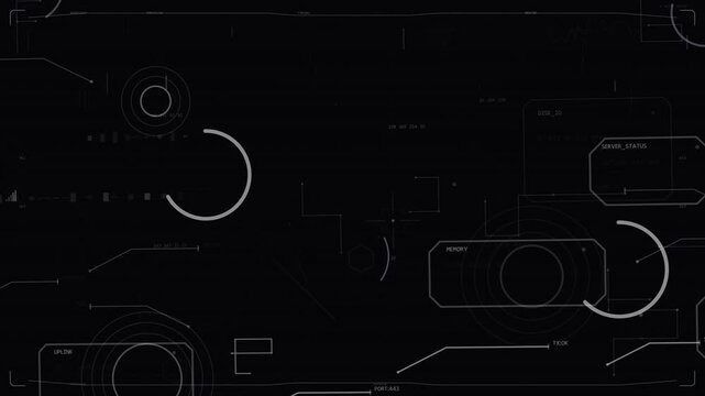 HUD reacting to data pulse, top-left arc rotating, MEMORY updating for status on transparent canvas