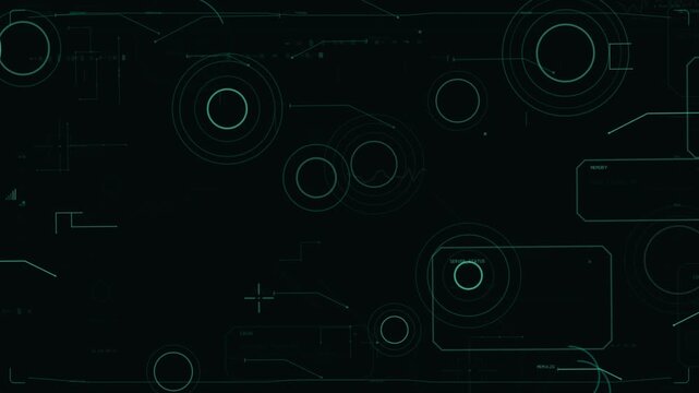 transparent HUD overlay starting scan, pulsing rings drifting, rotating, simulating monitoring loop