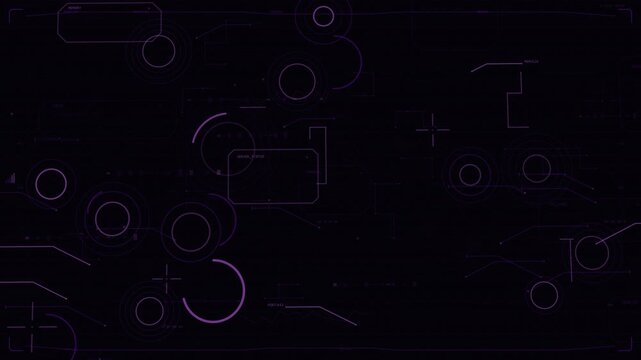 HUD graphic starting with faint rings, rotating arcs and pulsing to show data on transparent canvas