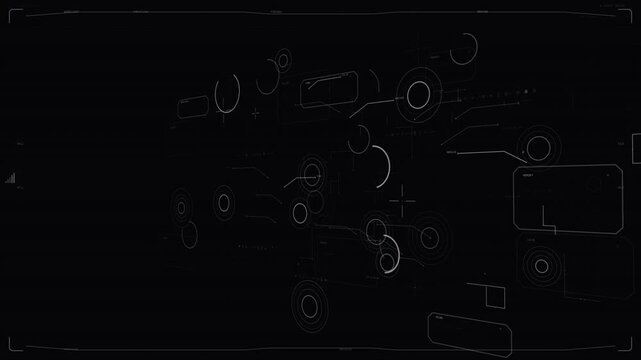 HUD emerging from transparent canvas, rings pulsing and panels sliding right to visualize network
