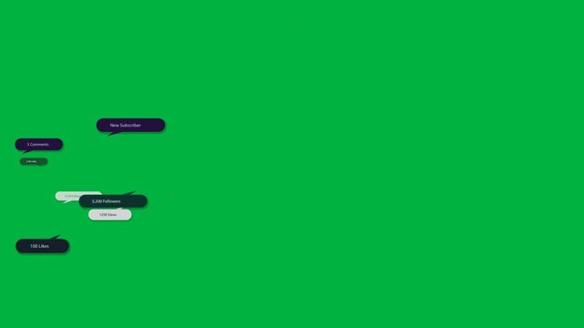 Vertical video: Sliding notif bubble forming badge stack left on dark showing reactions, copy space