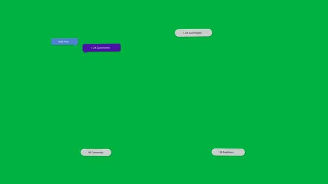 Blank transparent canvas starting comment bubble, UI pills popping, shifting, fading, showing stats