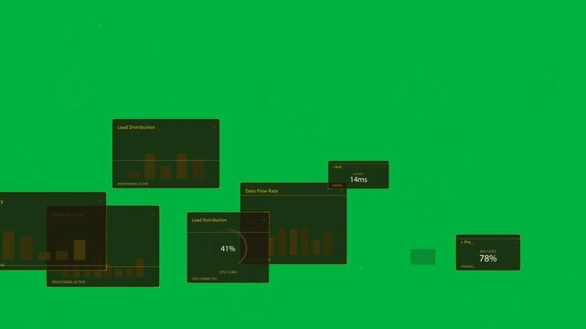 Transparent HUD showing dotted polyline peaking, causing metric panels sliding in for analysis