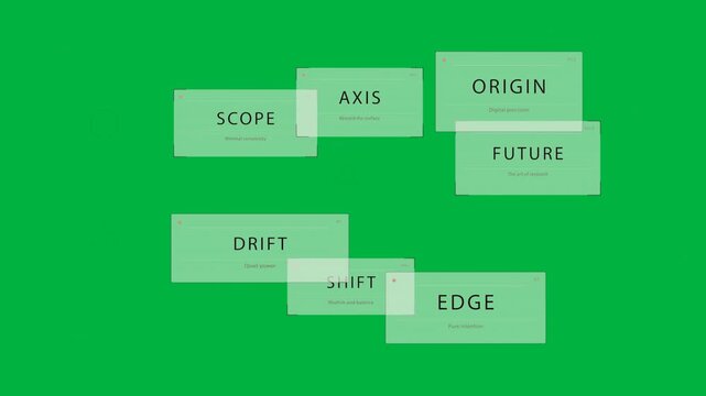 Labels appearing, panels sliding and linking in tech HUD over transparent, revealing red dot grid