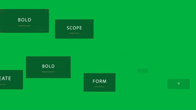 Grid appearing, cards entering, sliding, lines tracing, revealing map on transparent background
