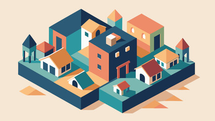Fototapeta premium Abstract Geometric Houses Layout Flat Vector
