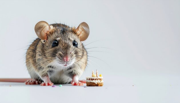 World Rat Day an adorable rat enjoys a small celebratory cake