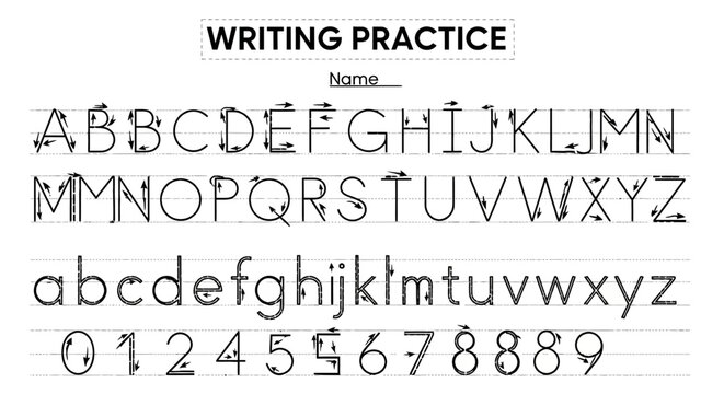 Alphabet Writing Practice Sheet Template.