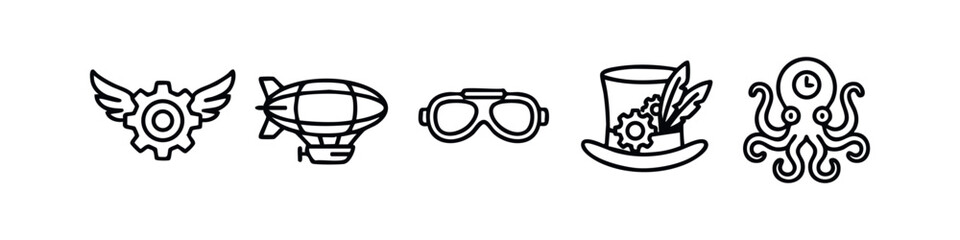 Hand Drawn Steampunk Fantasy Icons Set © liubomir118809