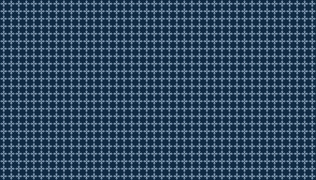 Geometric abstract seamless pattern with mini square and stars, light and dark blue on blue background. Vector illustration, for masculine shirt lady dress cloth cover decoration textile all over 