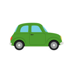 Fototapeta premium Cute cartoon illustration of a green car in flat design style