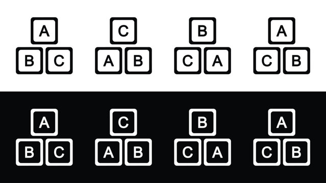 ABC alphabet toy blocks vector set in light and dark mode for kids education