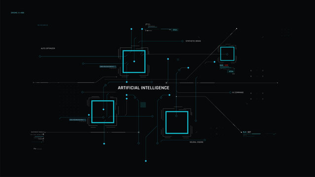 Futuristic AI Technology HUD Interface Vector Illustration video Overlay template 008