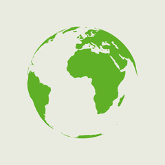 Obraz premium Green world map globe: planet earth icon, eco concept, vector illustration, isolated
