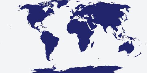 Obraz premium Blue world map: global silhouette of continents, abstract vector illustration, isolated.