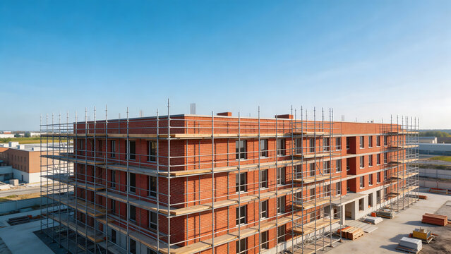 Multistory brick building under construction