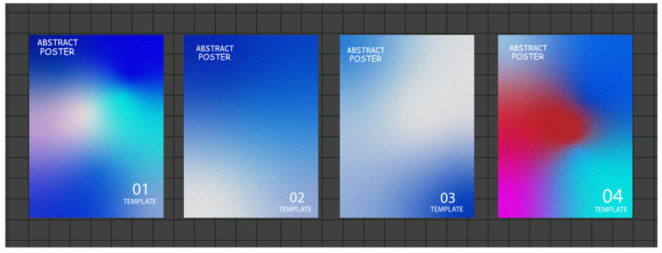 Futuristic Abstract Gradient Posters Set with Blurred Colorful Spheres and Soft Light Backgrounds for Modern Creative Graphic Design Vector
