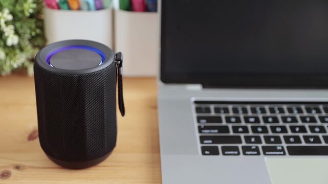 Colorful Light Smart Speaker Virtual Assistant or Artificial Intelligence Concept