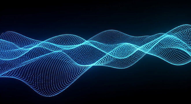 Glowing Blue Waveform Light Pattern.