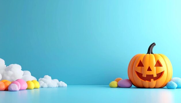 구름과 할로윈 호박