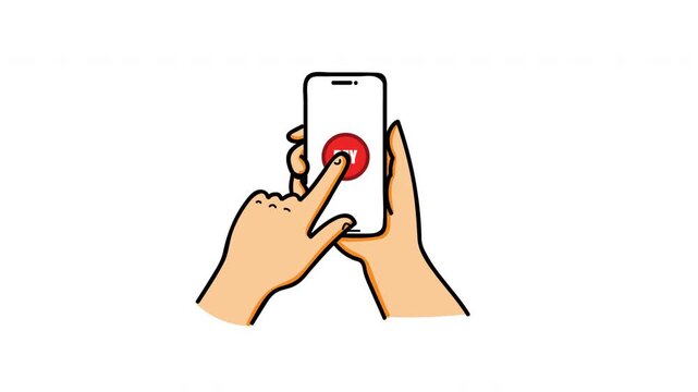 Hands Tapping Pay Button on Smartphone Screen for Mobile Payment and Digital Checkout Illustration On Alpha Background