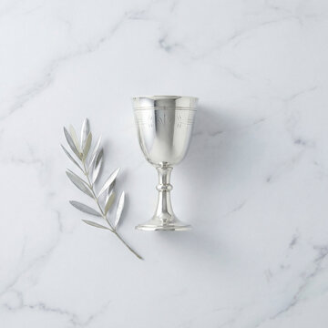 Elegant silver chalice on minimalist background