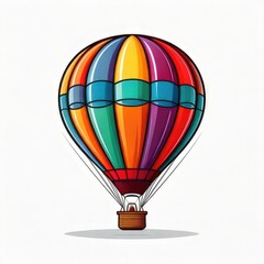 Fototapeta premium Colorful cartoon hot air balloon, white background