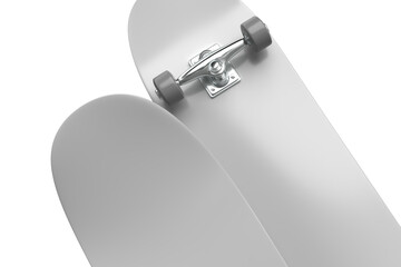 3D Blank skateboard mockup with both front and back views isolated on background. Realistic template for skate branding, graphic design, streetwear, and graffiti, ads and other skateboard designs. © Patcharee