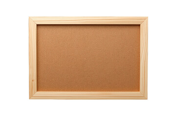 Fototapeta premium Empty cork bulletin board with wooden frame, an isolated notice pin board offering blank space for notes and messages on transparent background