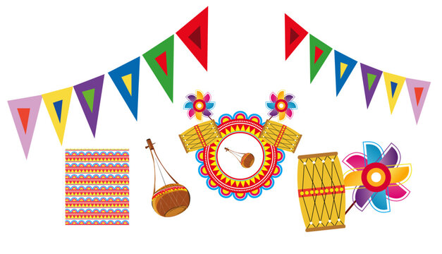 Hand Drawn Mandala Mehendi Elements for Bengali Noboborsho Celebration Design