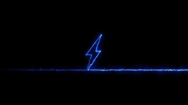 Glowing neon line Lightning bolt icon isolated on black background. Flash sign. Charge flash icon. Thunder bolt. Lighting strike. power icon animation video .