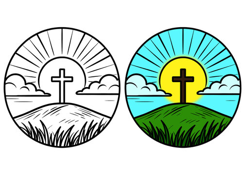 Christian Symbol Cross Hill Badge