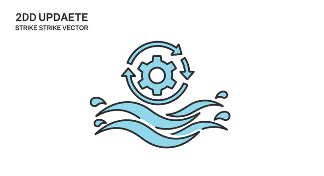 Blue Gear Update Vector Icon.