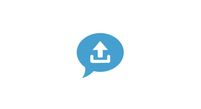 Blue upload icon button symbol.