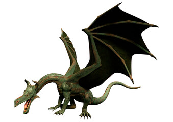 Fototapeta premium 3D Rendering Fairy Tale Dragon on White