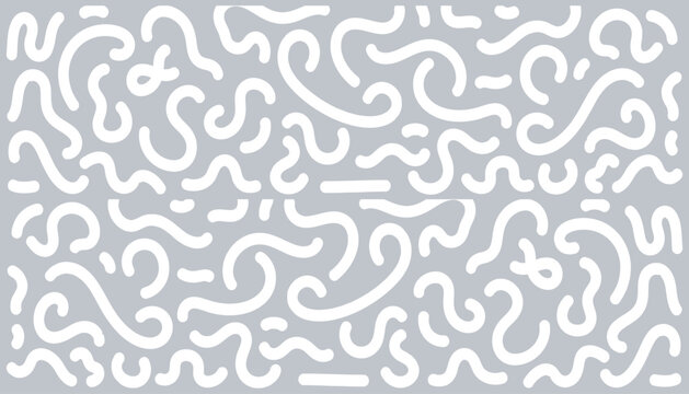 Gray background with white abstract wavy lines pattern in modern minimalist style.
