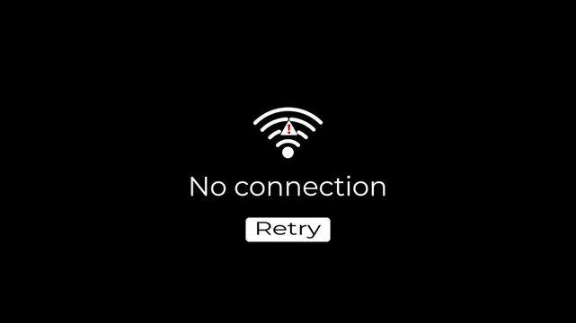 wifi connection lost warning with retry ui animation.
