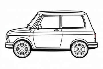 Fototapeta premium Stylish Cartoon Car Silhouette in Classic Design, Perfect for Kids, Vintage Automobile Outline Art