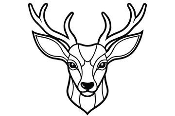 head of deer silhouette line art vector illustration with a white background © pipp99