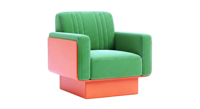 Modern Green Armchair with Orange Accents