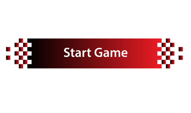 Red start game button with racing flag modern UI design