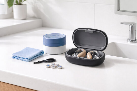 Hearing Aid Cleaning and Storage Routine Still Life