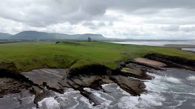 Aerial view of Classiebawn Castle on County Sligo, Ireland