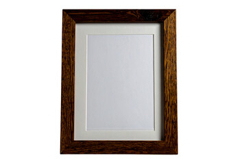 Fototapeta premium Wooden picture frame with mat isolated on transparent background, natural wood finish for art display and home decor