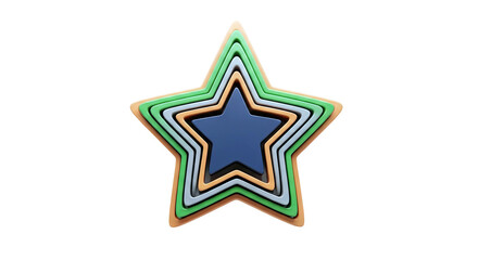 Obraz premium Layered Star Shapes in Orange, Green, Gray, and Blue